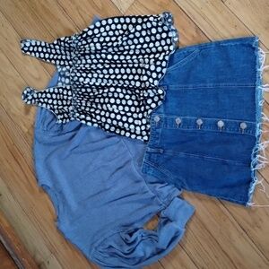 Package of 3! Forever 21 jeans skirt S 27, Max Studio M top, So L soft pullover